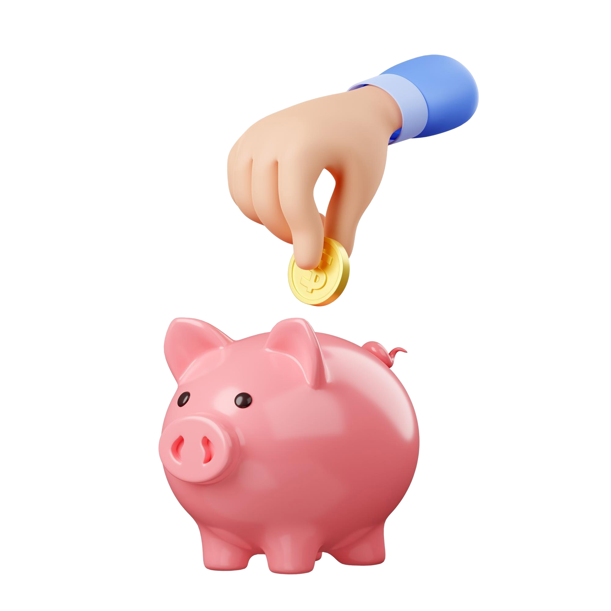 Main 3D avec pièce d'or